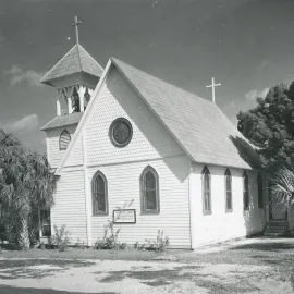 Small white church building