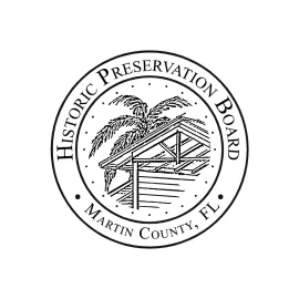 Historic Preservation Board, Martin County Florida logo featuring a partial building and palm trees  